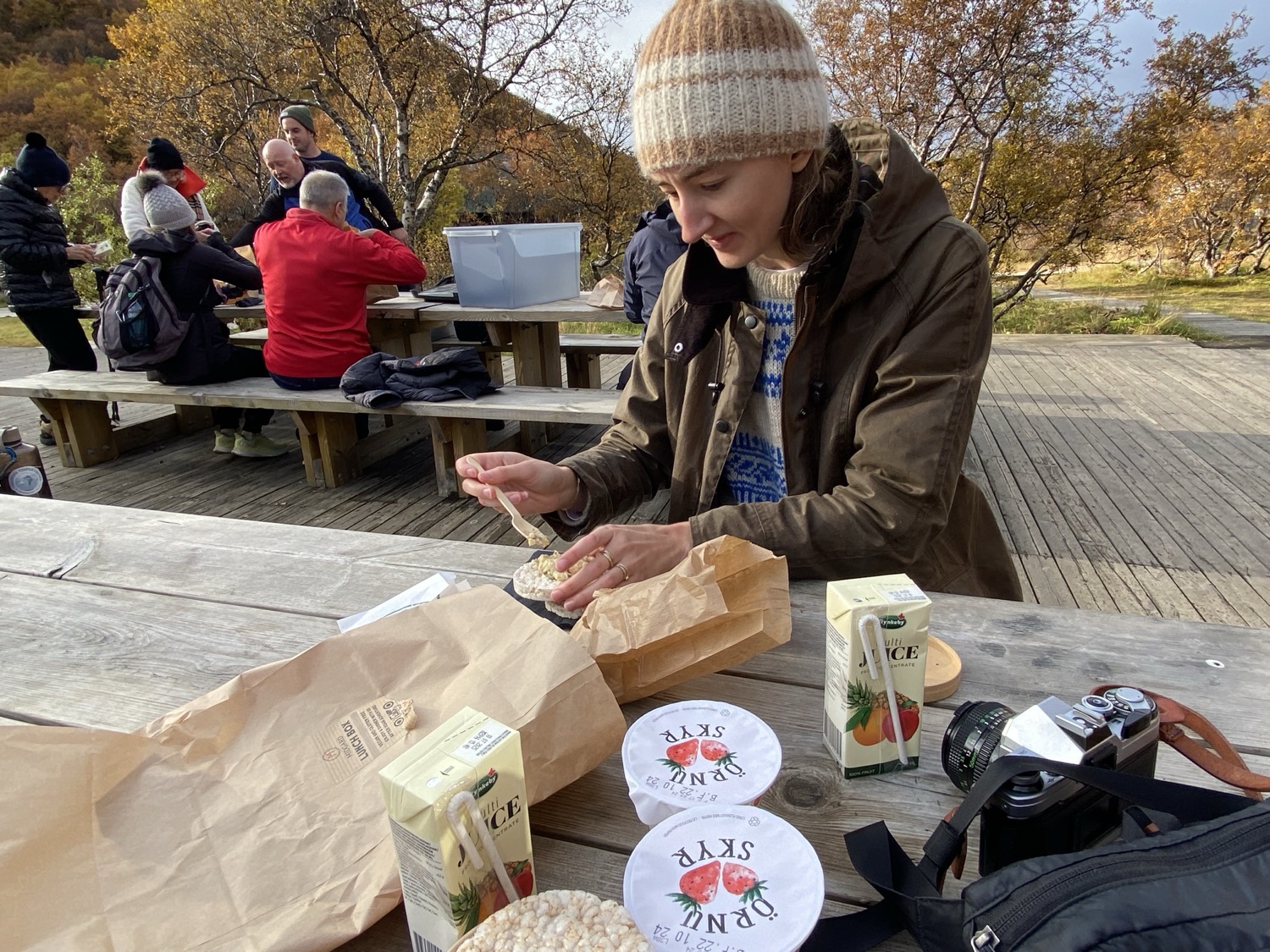 A packed lunch on a picnic table