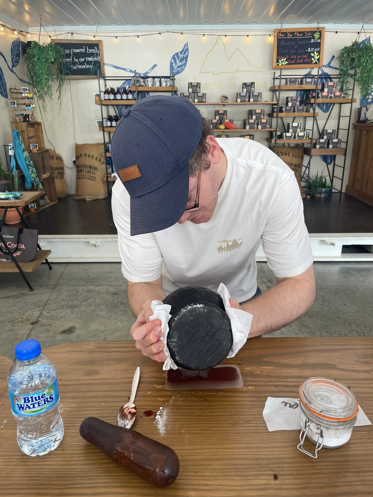 Molding your own chocolate bar at the Project Chocolat counter